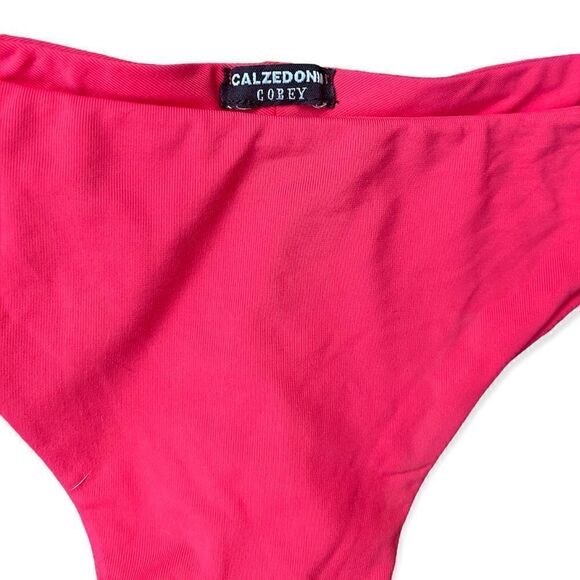 CALZEDONIA ITALIAN SIDE TIE BIKINI BOTTOM CORAL RED SMALL - Picture 2 of 6